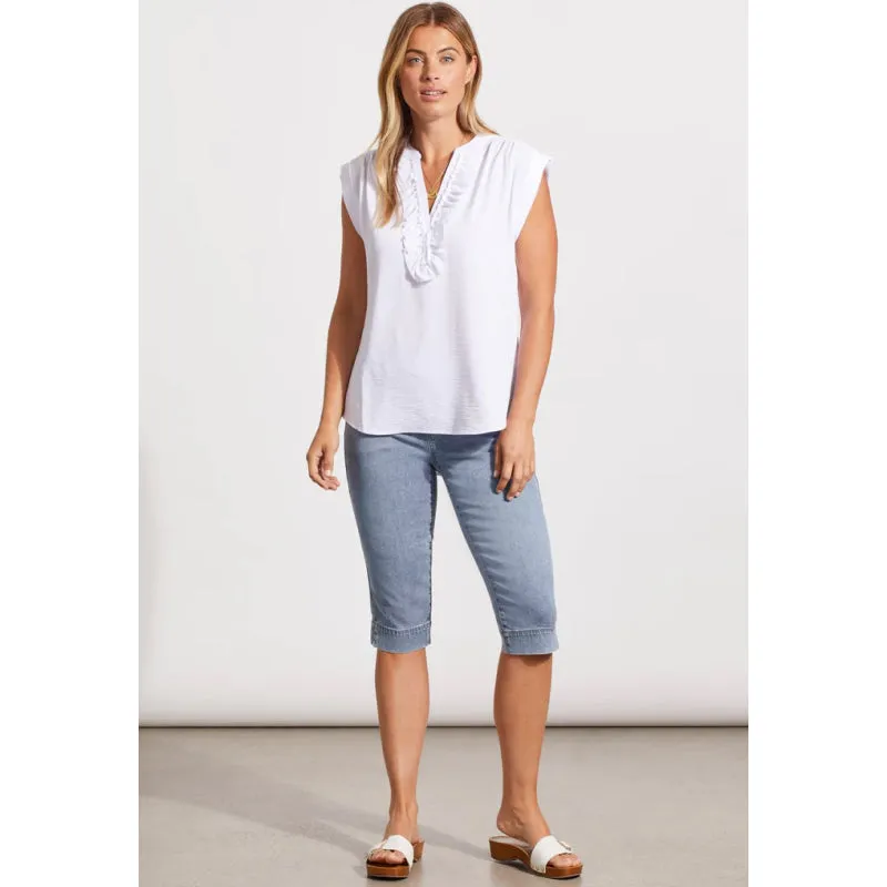 Tribal Cap Sleeve Blouse w/ Frill Detail