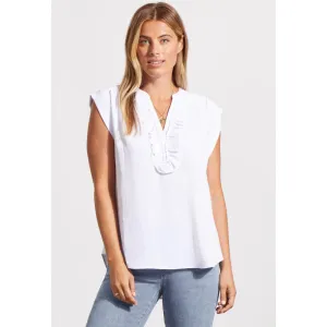 Tribal Cap Sleeve Blouse w/ Frill Detail