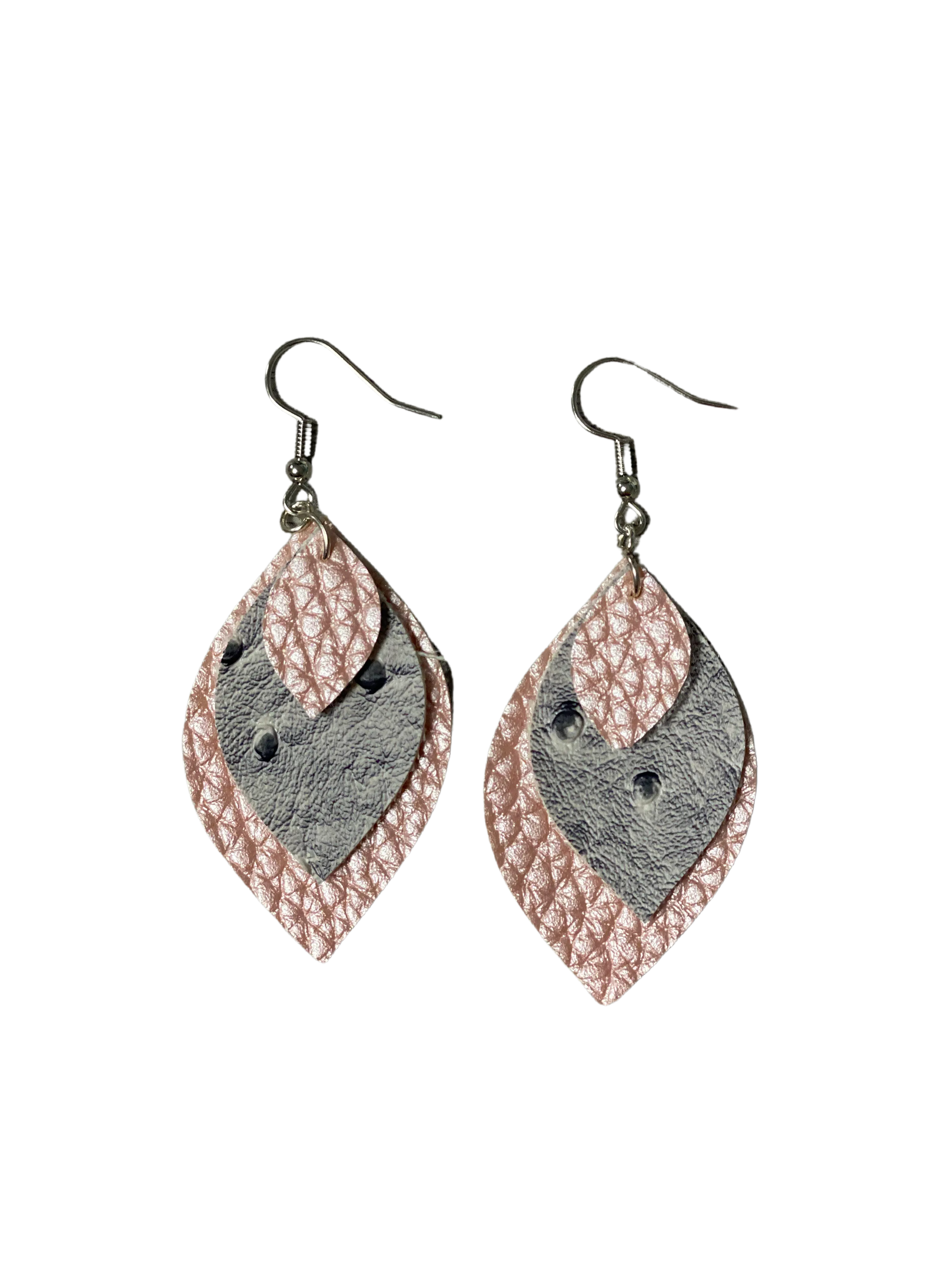 Triple Layer Blush Pink-Grey-Blush Pink Earrings