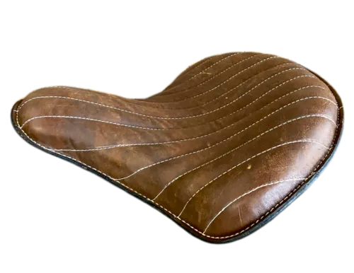 Triumph Bobber Solo Seat 2017-2025 Tuck Roll Brown Distressed Leather Tractor