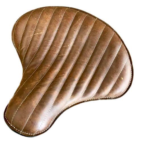 Triumph Bobber Solo Seat 2017-2025 Tuck Roll Brown Distressed Leather Tractor