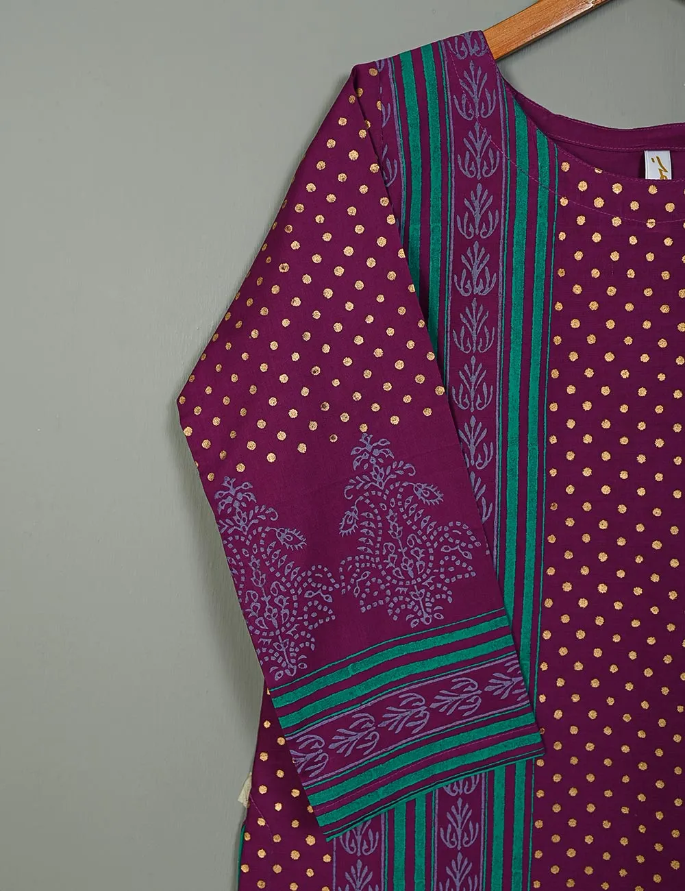 TS-138A-Purple - Folklore - Cotton Block Printed Stitched