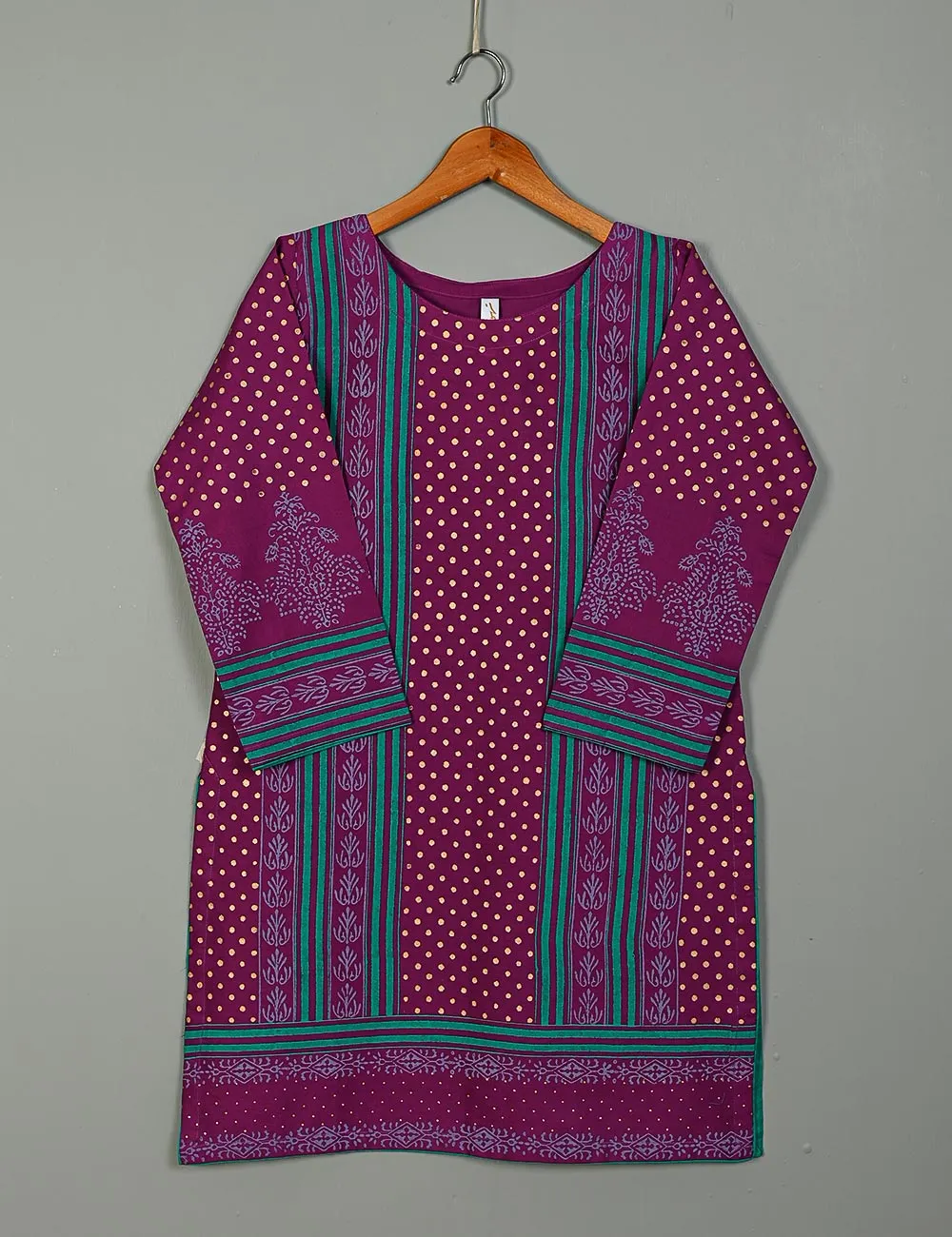 TS-138A-Purple - Folklore - Cotton Block Printed Stitched