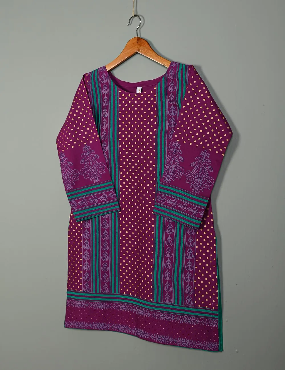 TS-138A-Purple - Folklore - Cotton Block Printed Stitched