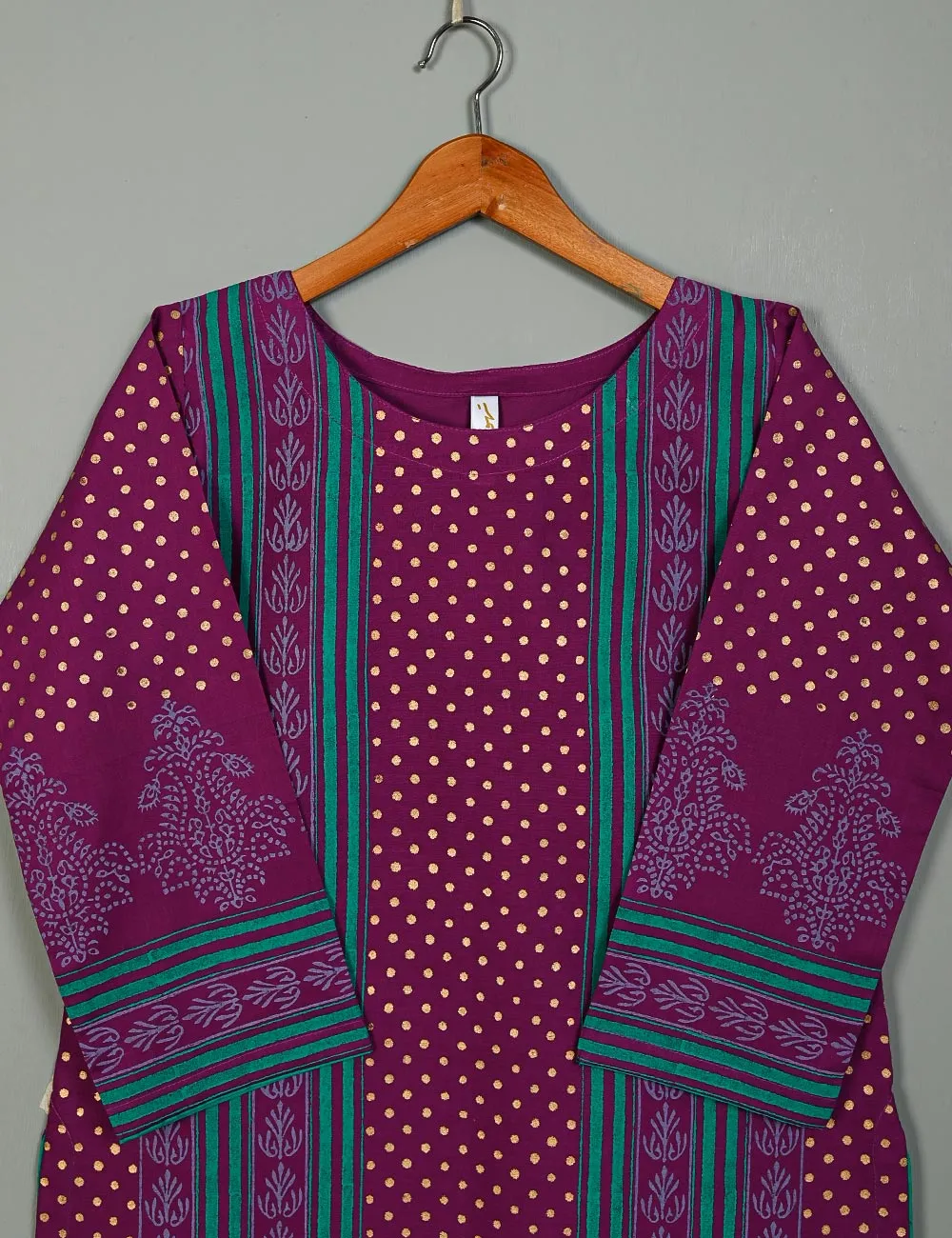 TS-138A-Purple - Folklore - Cotton Block Printed Stitched