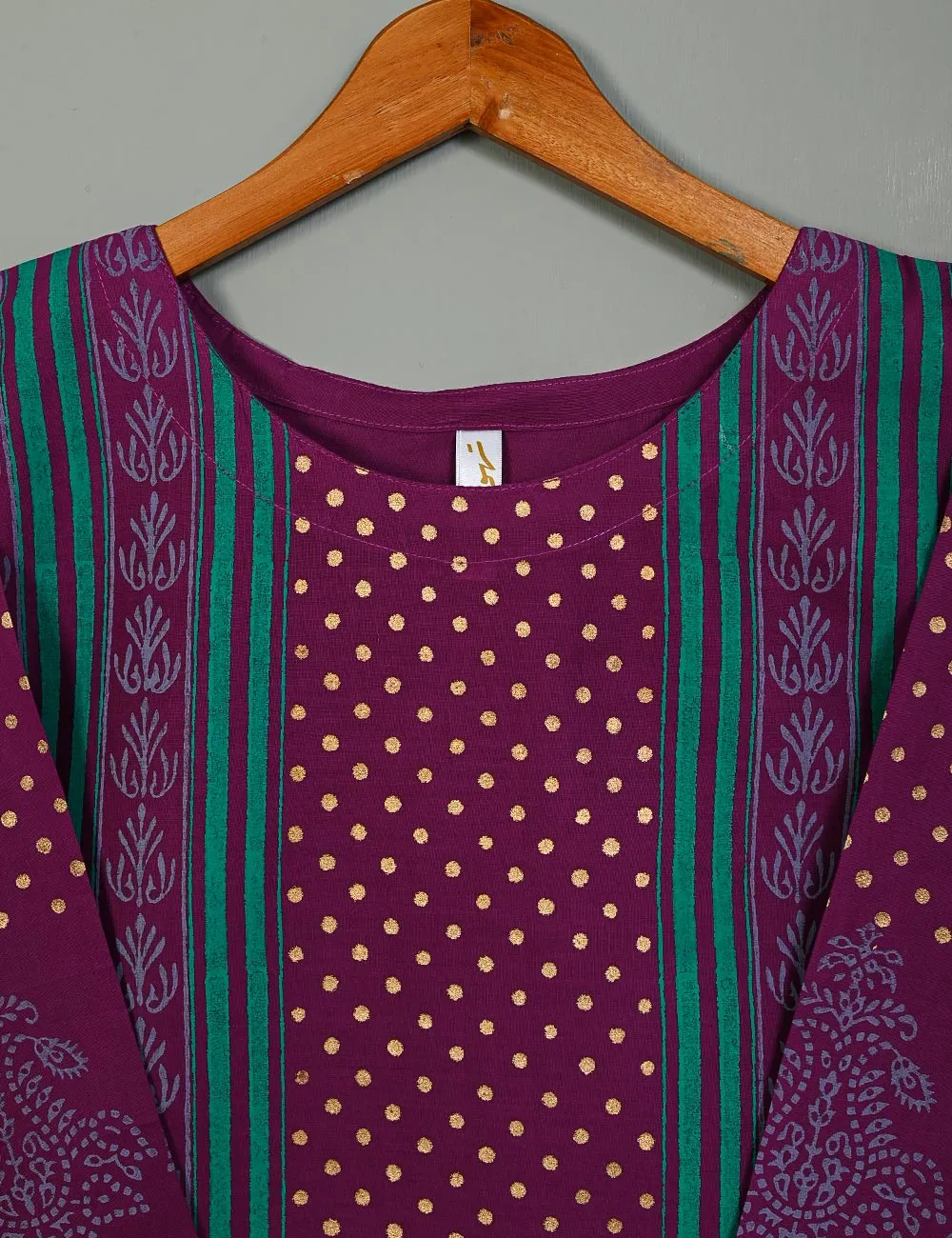 TS-138A-Purple - Folklore - Cotton Block Printed Stitched