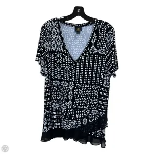 Tunic Short Sleeve By Jm Collections In Black & White, Size: Xl
