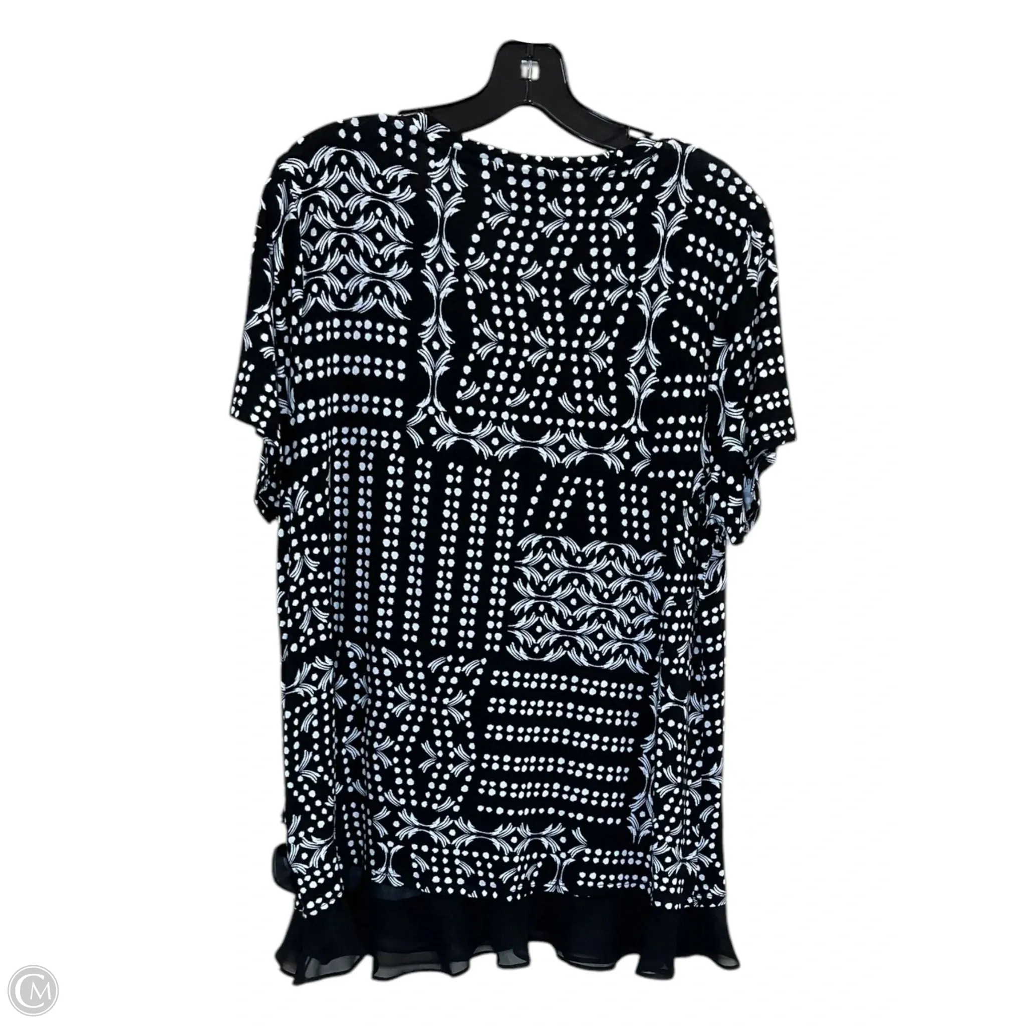 Tunic Short Sleeve By Jm Collections In Black & White, Size: Xl