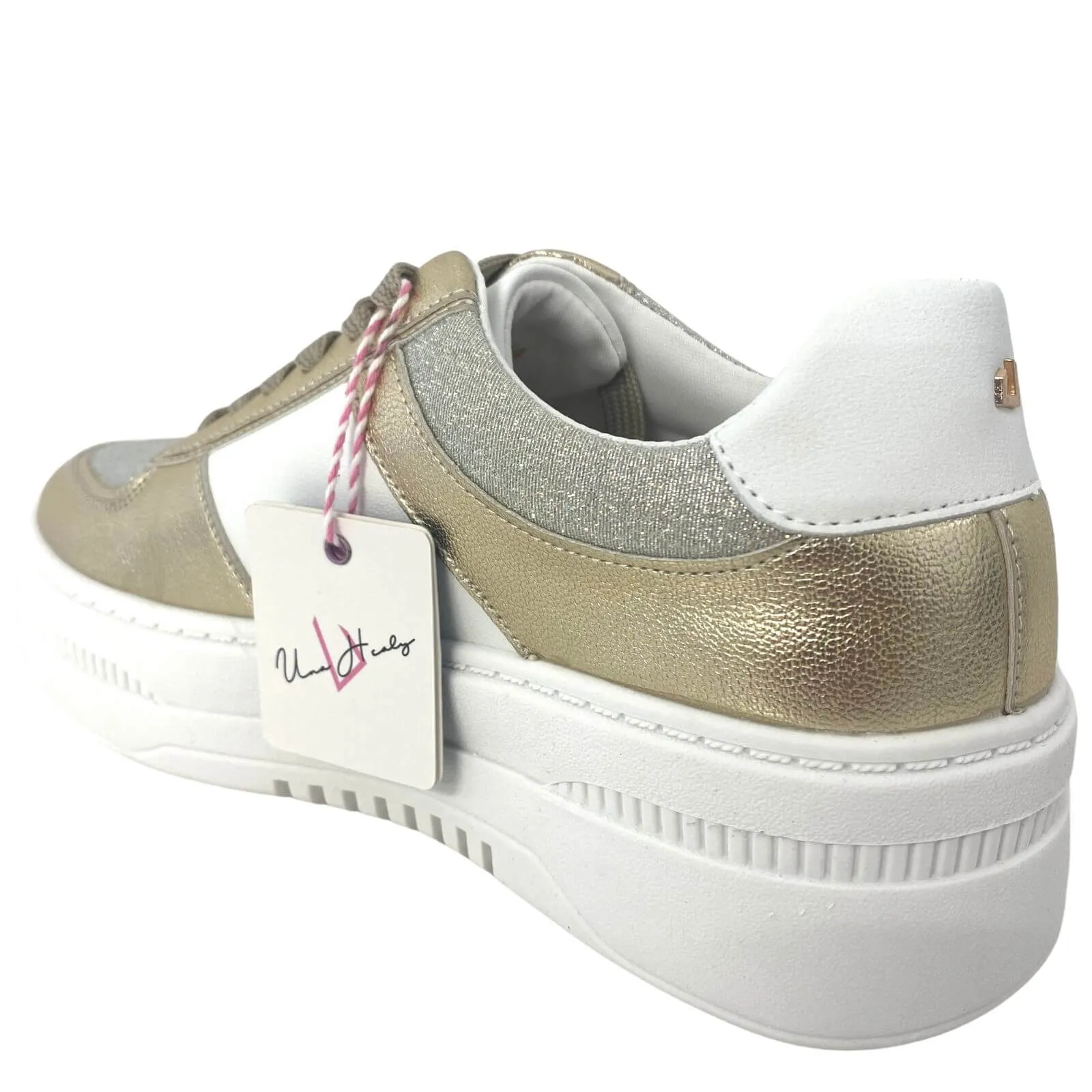 Una Healy Candida Gold & White Sneakers