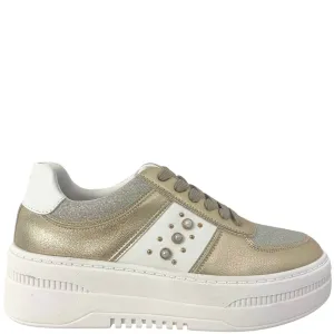 Una Healy Candida Gold & White Sneakers