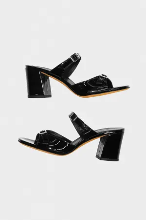 Una Sandal in Black Patent