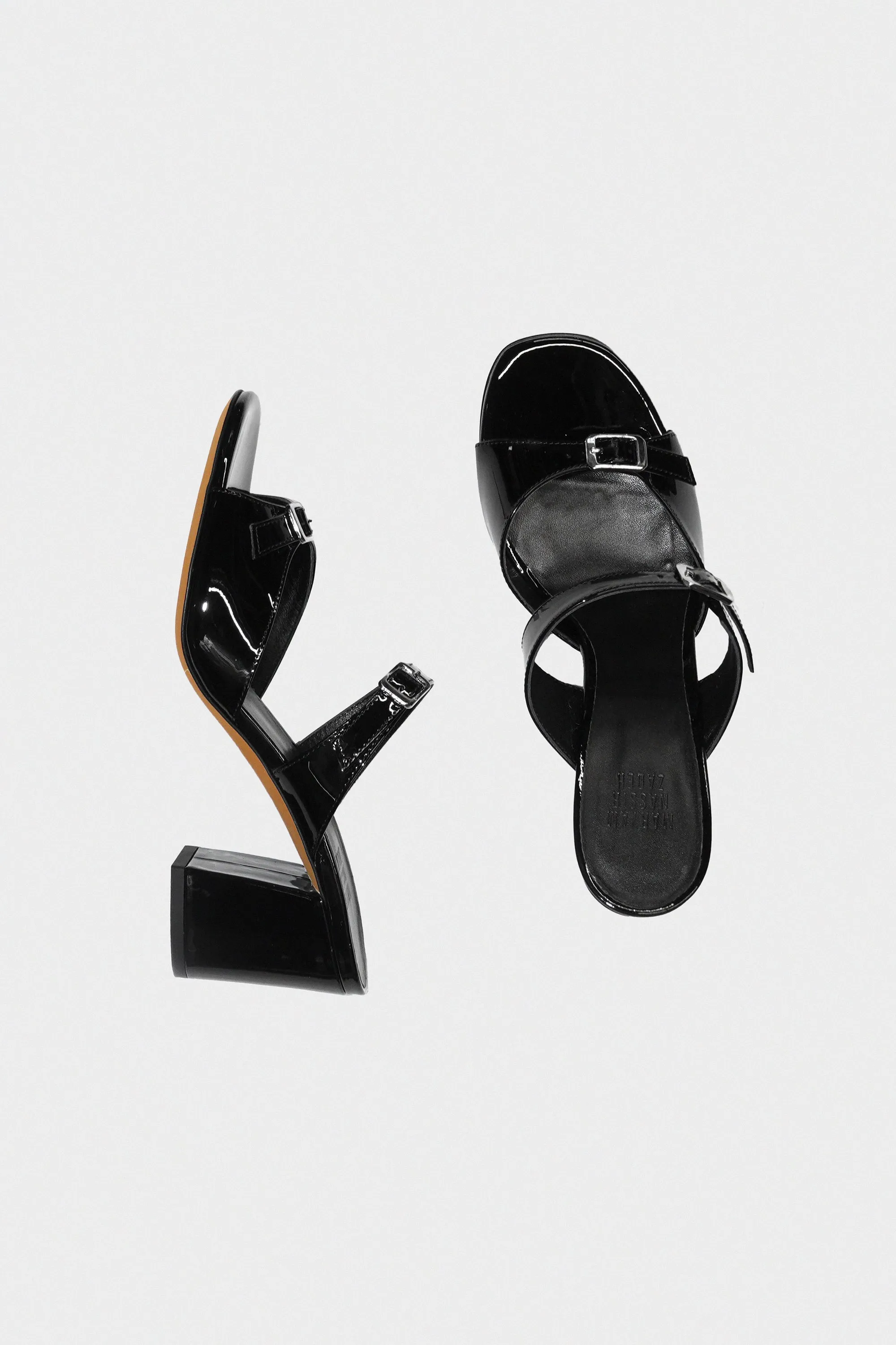 Una Sandal in Black Patent