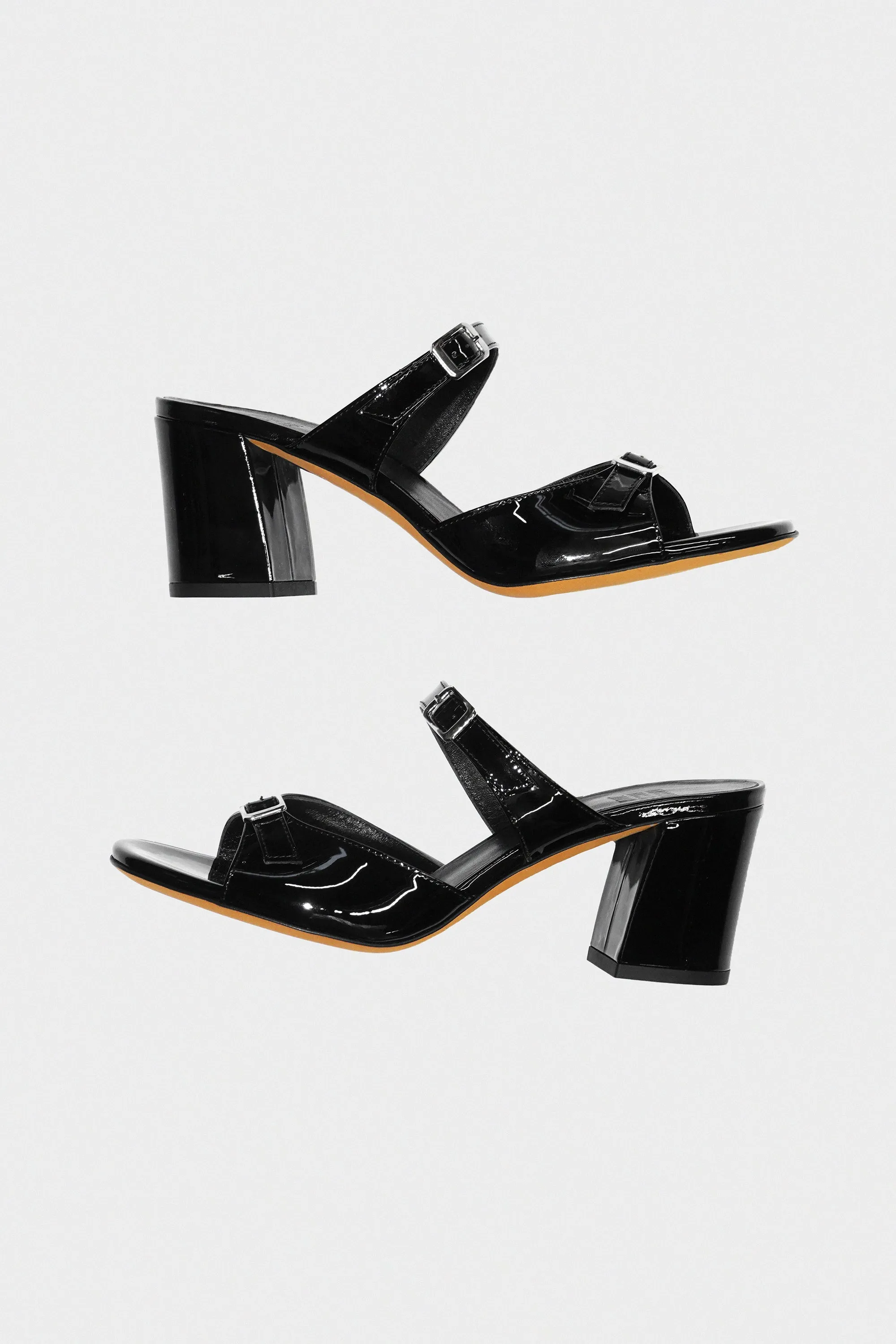 Una Sandal in Black Patent