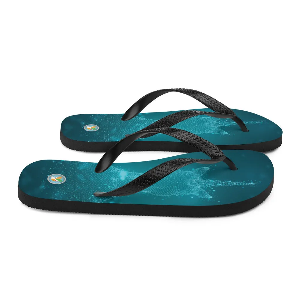 Unicorn on Turquoise - Flip-Flops
