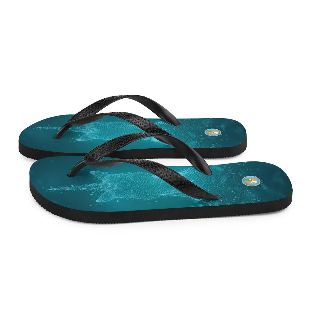 Unicorn on Turquoise - Flip-Flops