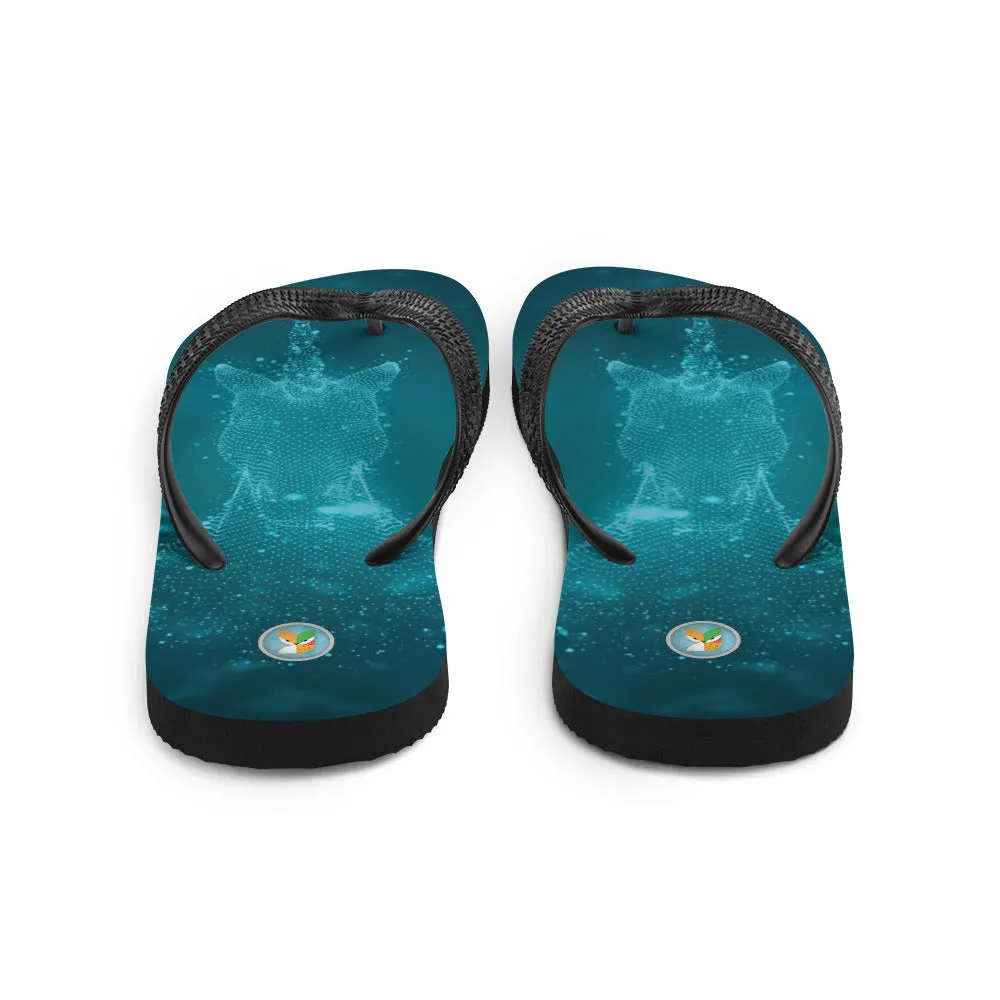 Unicorn on Turquoise - Flip-Flops