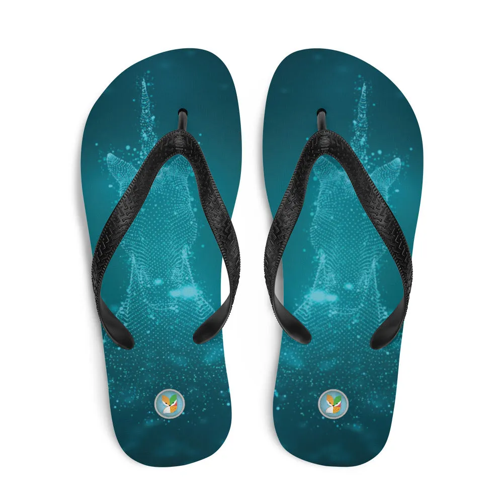 Unicorn on Turquoise - Flip-Flops