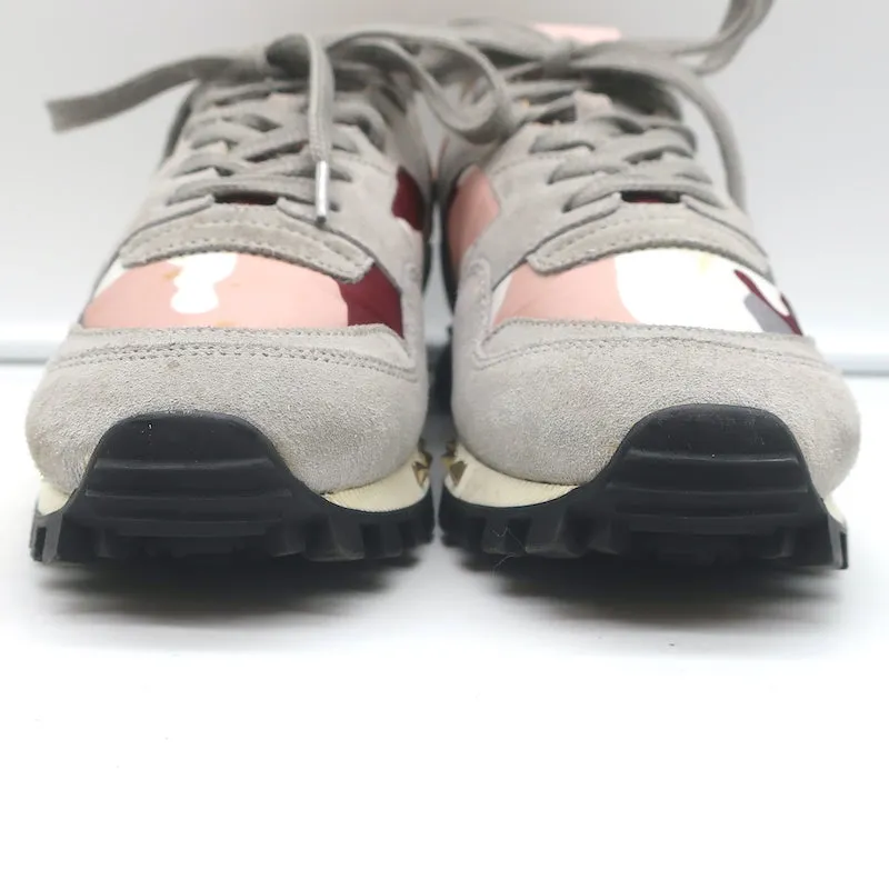 Valentino Soul Rockstud Sneakers Pink Camo & Gray Suede Size 35