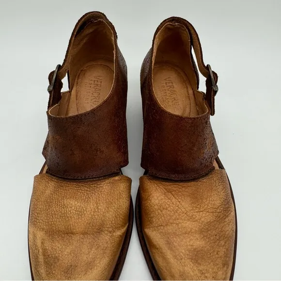 Vera Cruz Artisans Brown Leather Cutout Block Heel Size EU 37 Sundance