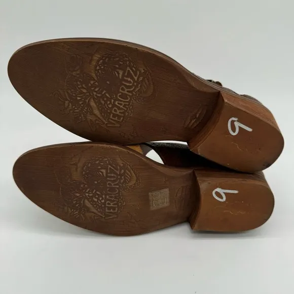 Vera Cruz Artisans Brown Leather Cutout Block Heel Size EU 37 Sundance