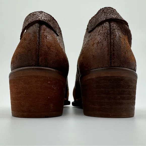 Vera Cruz Artisans Brown Leather Cutout Block Heel Size EU 37 Sundance