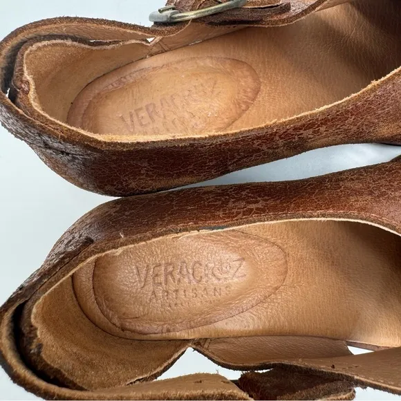 Vera Cruz Artisans Brown Leather Cutout Block Heel Size EU 37 Sundance