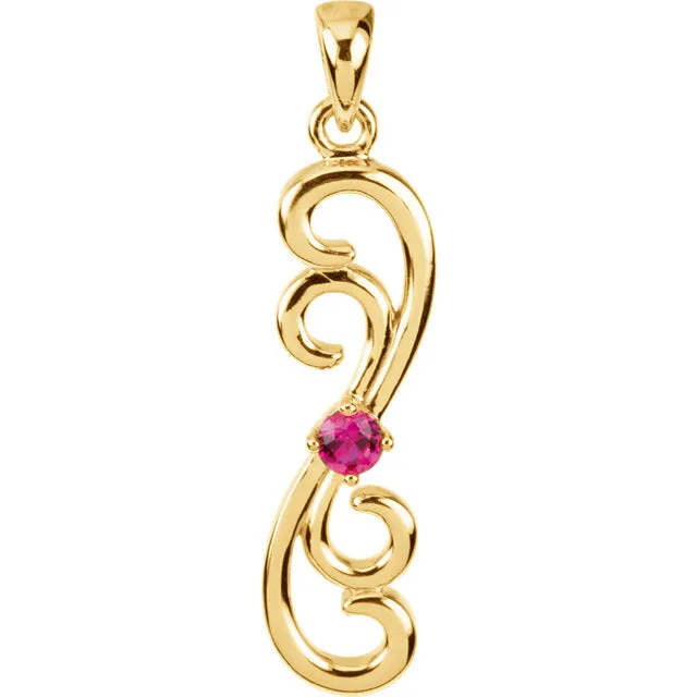 Vertical Double Swirl Mother's Family Birthstone Pendant or Necklace