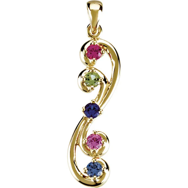 Vertical Double Swirl Mother's Family Birthstone Pendant or Necklace