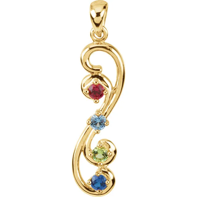 Vertical Double Swirl Mother's Family Birthstone Pendant or Necklace
