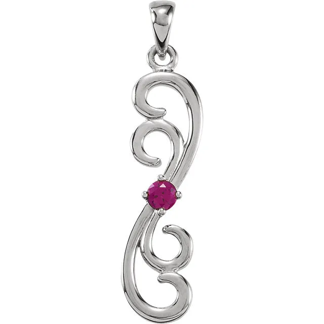 Vertical Double Swirl Mother's Family Birthstone Pendant or Necklace