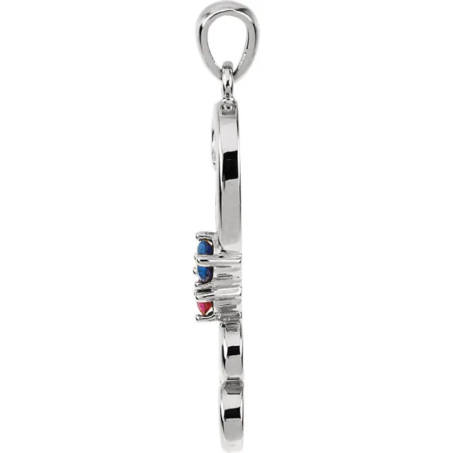 Vertical Double Swirl Mother's Family Birthstone Pendant or Necklace