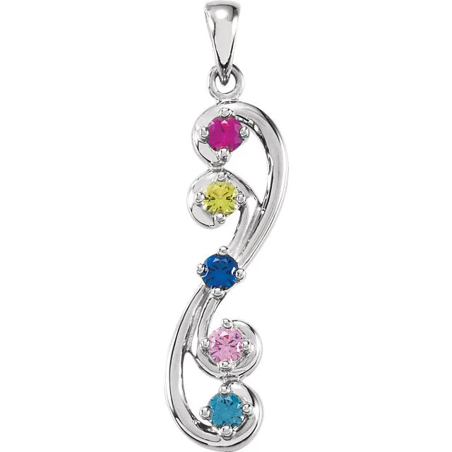 Vertical Double Swirl Mother's Family Birthstone Pendant or Necklace