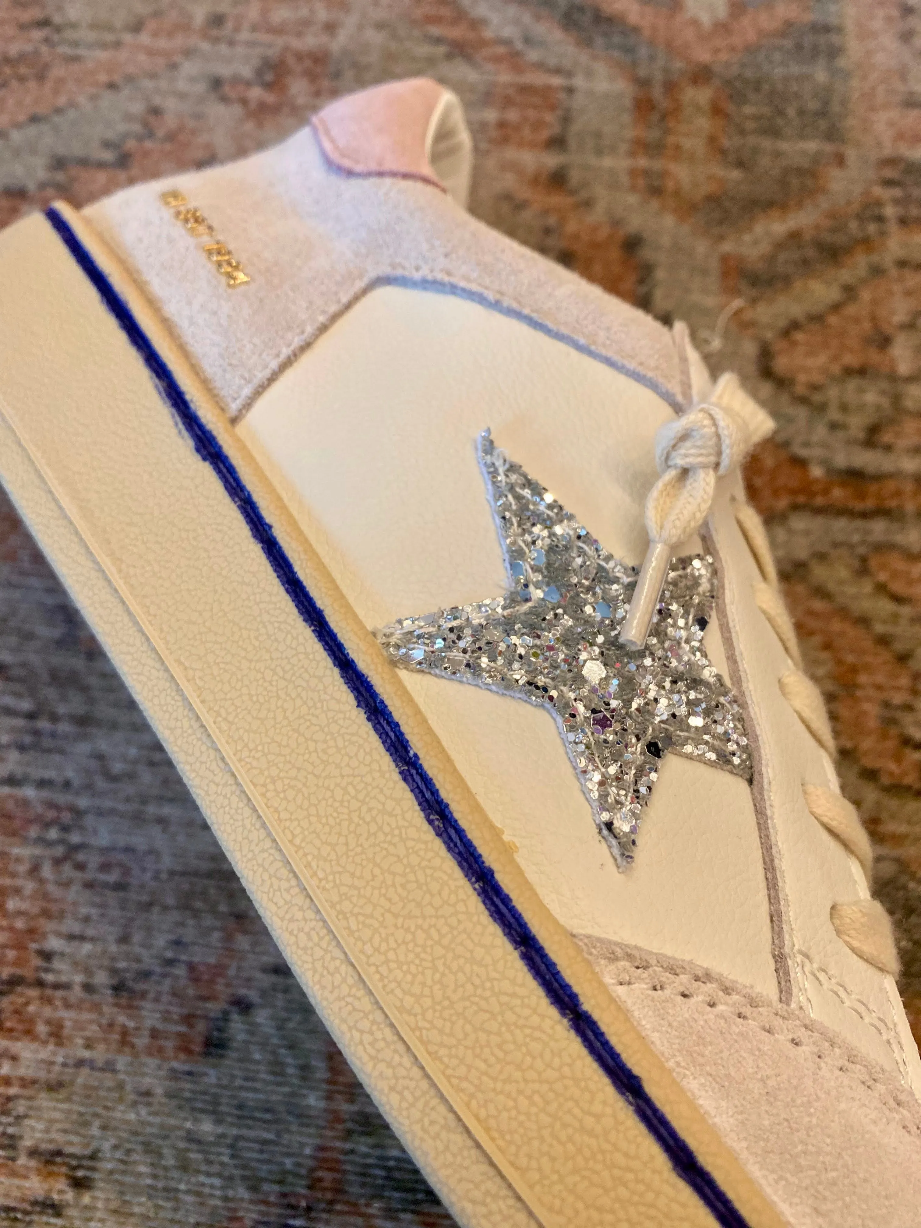 VH single blue stripe suede sneaker.