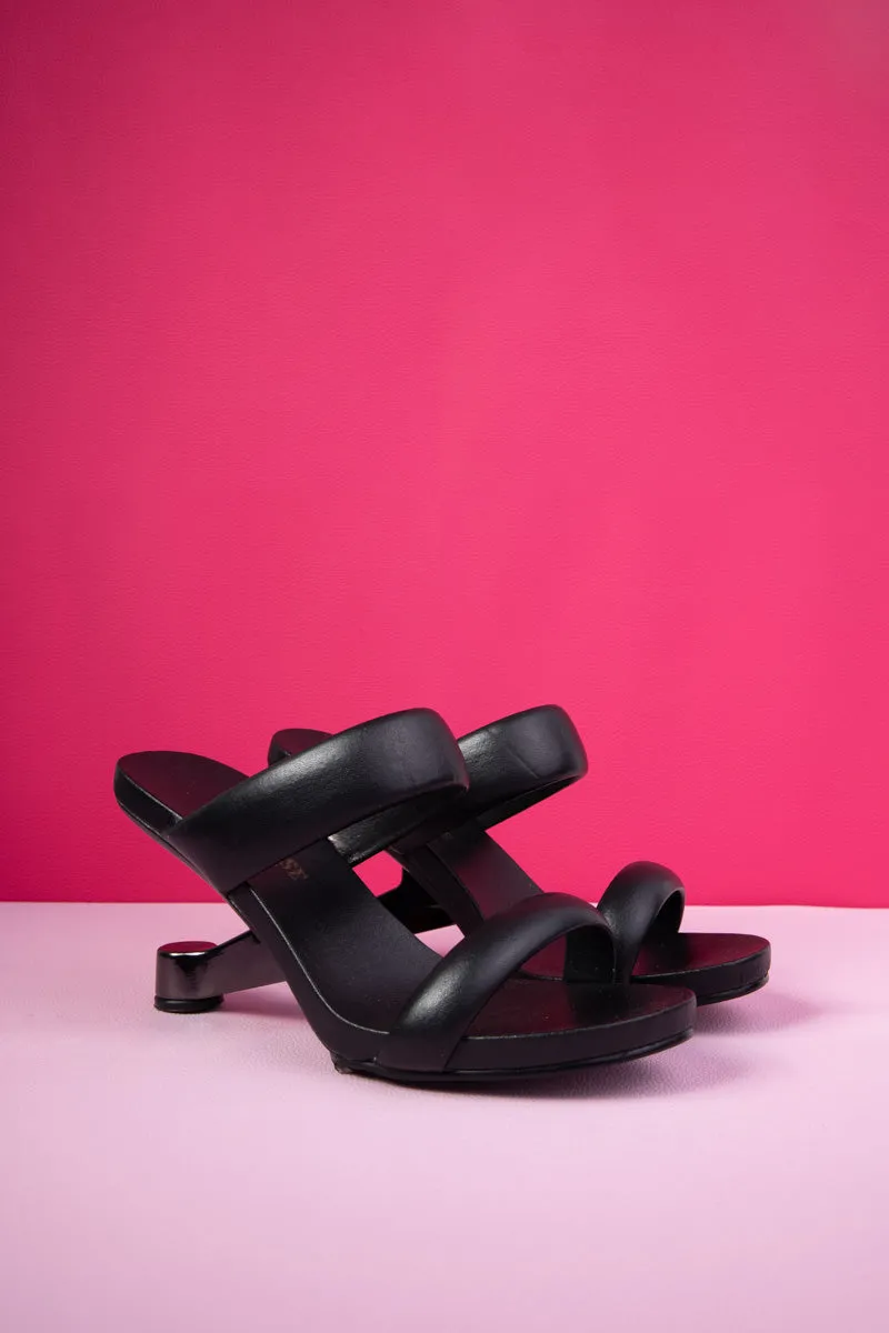 Vickie Strap Leather Heels - Black