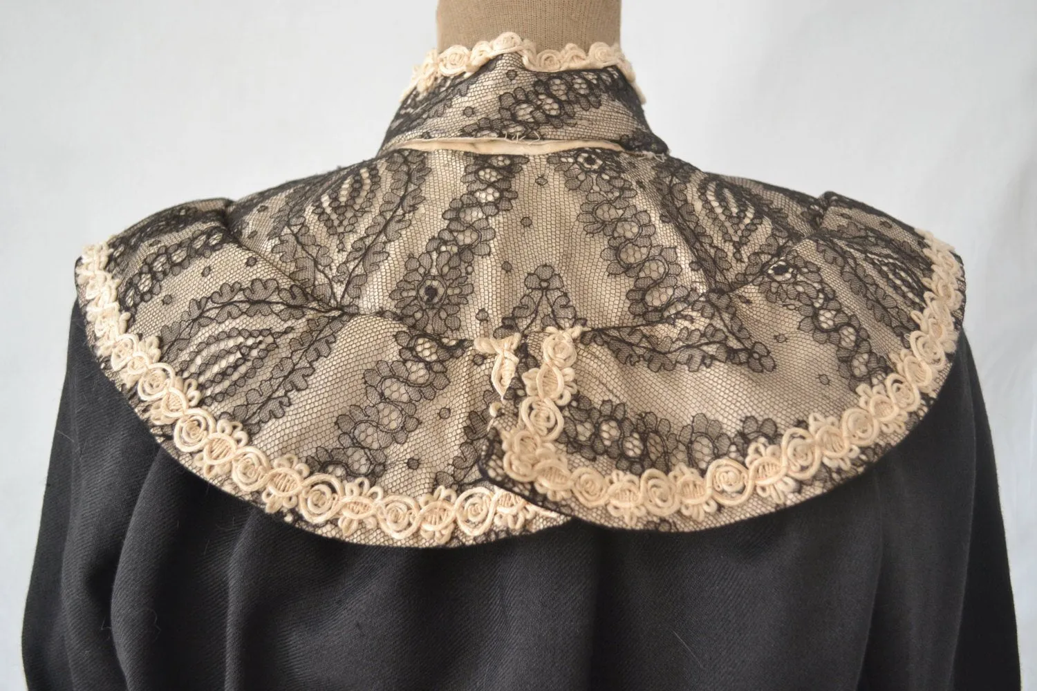 Victorian Black Wool Blouse size XS