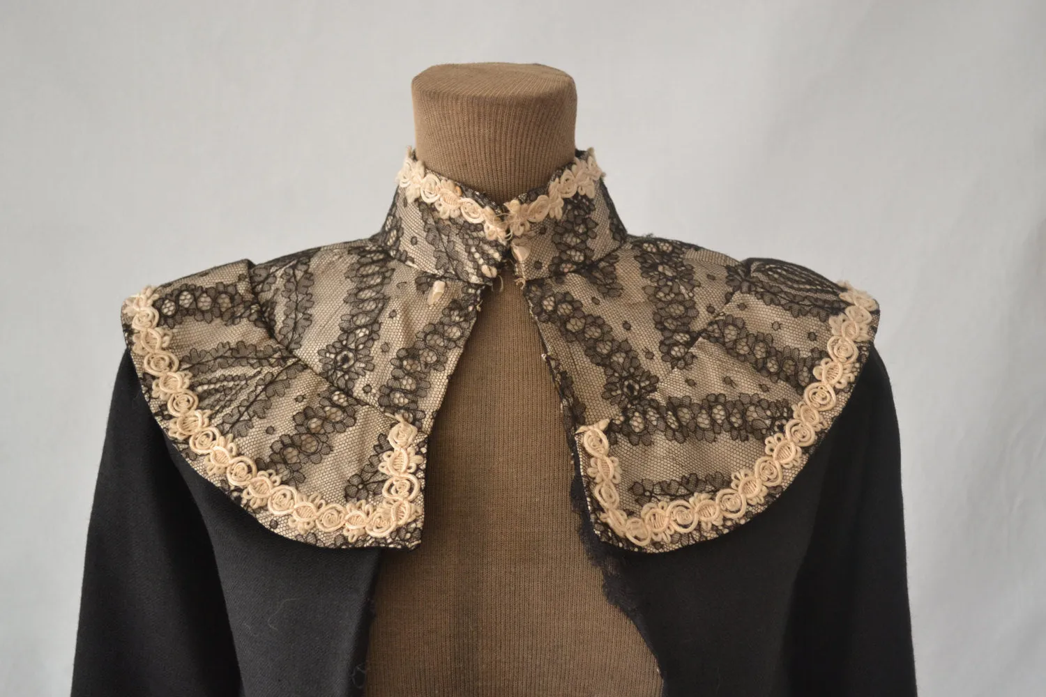 Victorian Black Wool Blouse size XS