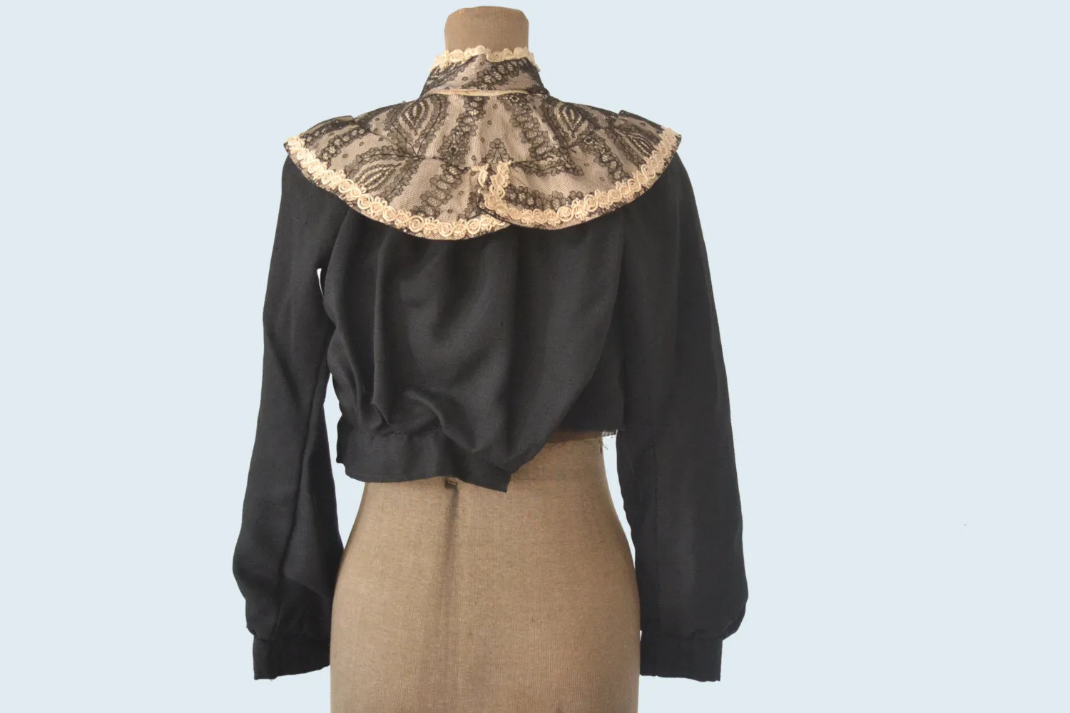 Victorian Black Wool Blouse size XS