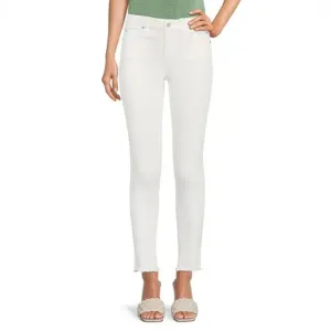 Vince Camuto Ankle Jeans Women's 28/6 Ultra White Denim Frayed Hem 5-Pockets