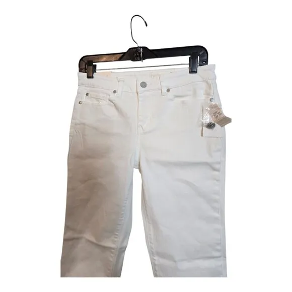 Vince Camuto Ankle Jeans Women's 28/6 Ultra White Denim Frayed Hem 5-Pockets