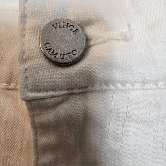 Vince Camuto Ankle Jeans Women's 28/6 Ultra White Denim Frayed Hem 5-Pockets