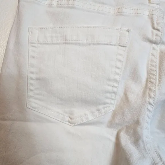 Vince Camuto Ankle Jeans Women's 28/6 Ultra White Denim Frayed Hem 5-Pockets