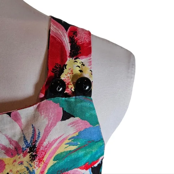 Vintage Alice Of California Floral Print Jumper Dress Sz S 100% Cotton Cottage