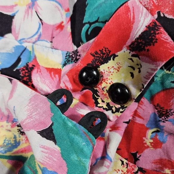 Vintage Alice Of California Floral Print Jumper Dress Sz S 100% Cotton Cottage