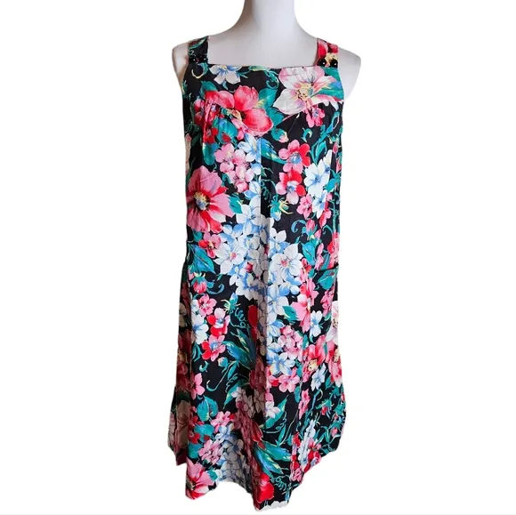 Vintage Alice Of California Floral Print Jumper Dress Sz S 100% Cotton Cottage