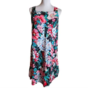 Vintage Alice Of California Floral Print Jumper Dress Sz S 100% Cotton Cottage