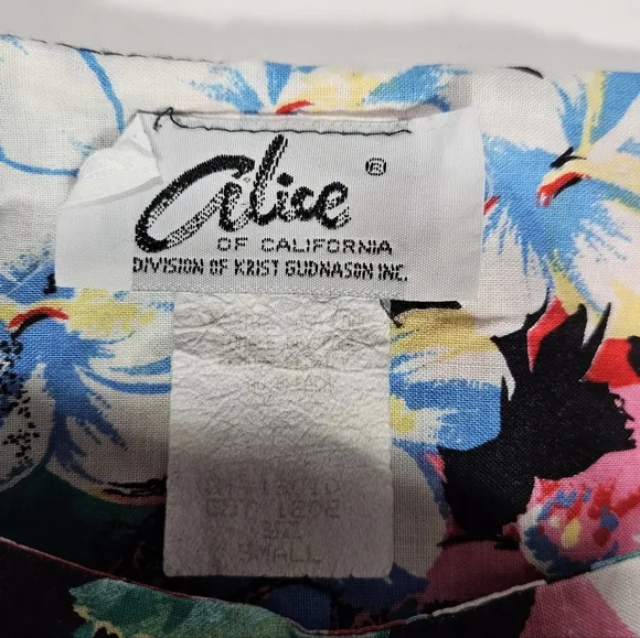Vintage Alice Of California Floral Print Jumper Dress Sz S 100% Cotton Cottage
