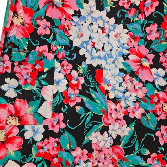 Vintage Alice Of California Floral Print Jumper Dress Sz S 100% Cotton Cottage
