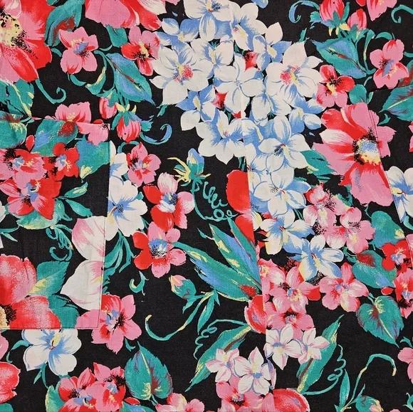 Vintage Alice Of California Floral Print Jumper Dress Sz S 100% Cotton Cottage