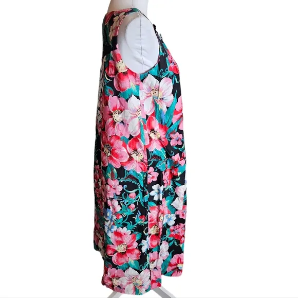 Vintage Alice Of California Floral Print Jumper Dress Sz S 100% Cotton Cottage