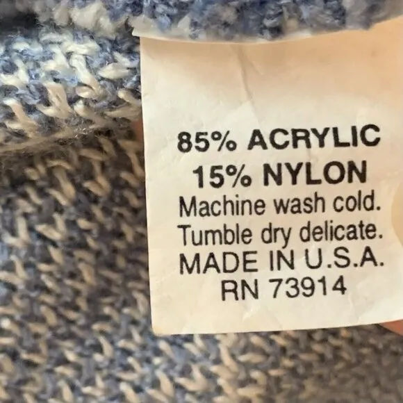 Vintage Cardigan Sweater Alfred Dunner Size Petite Medium Blue White Argyle